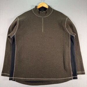 Royal Robbins Knit Sweater Mens 2XL Brown Quarter Zip‎ Mockneck Wool Grandpa